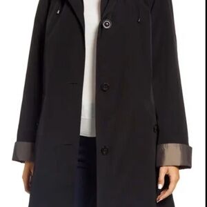 Gallery Womens Black Trench Coat